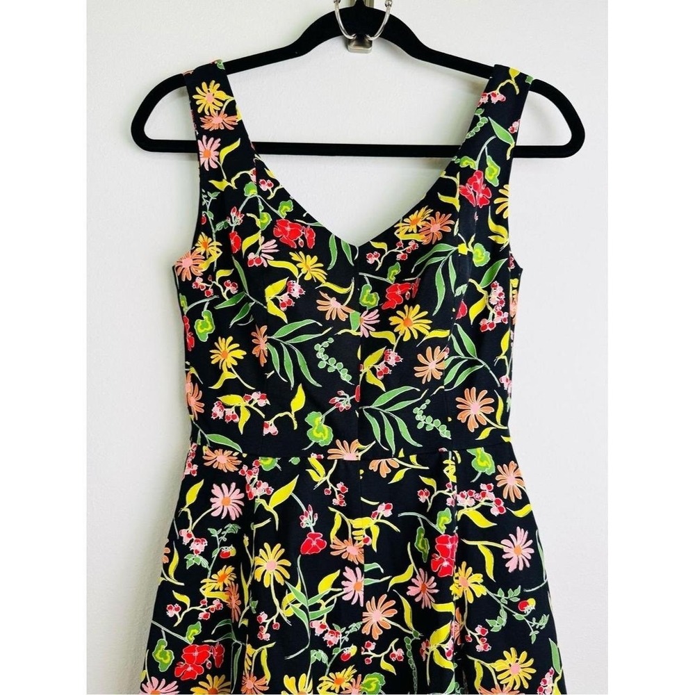 Kate Spade Rooftop Garden Floral Grace Dress Black Midi Fit Flare Sz 10 NEW - Picture 13 of 16